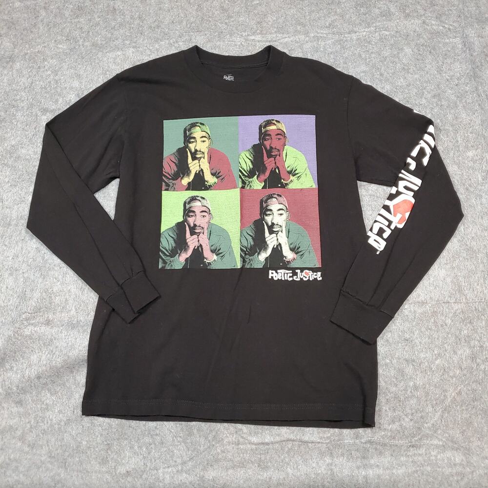 Poetic Justice Shirt Unisex Medium Tupac Collage Long Sleeve Rap Music Crew Neck